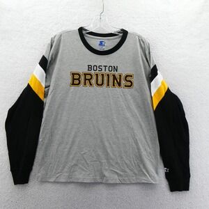 Starter Shirt Womens Medium Boston Bruins Gray Black Long Sleeve NHL Hockey Vtg